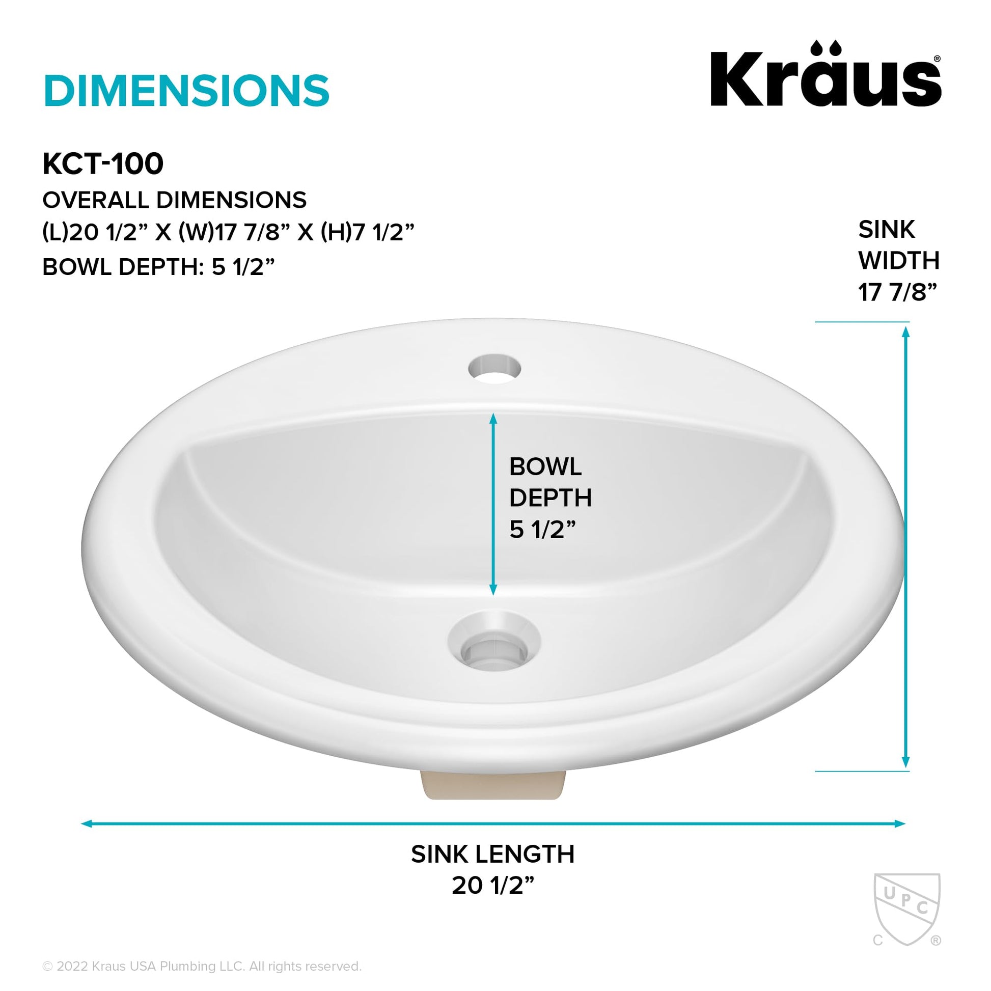 White Smoke KRAUS Elavo 20.5 in. Oval Porcelain Ceramic Self-Rimming Drop In Bathroom Sink in White with Overflow Drain, KCT-100