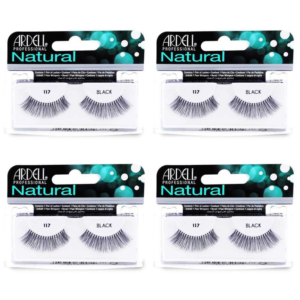White Smoke Ardell False Eyelashes 117 - Black, Natural Look & Flared Wispy Strip Lashes for Everyday Glam, 4 Pack