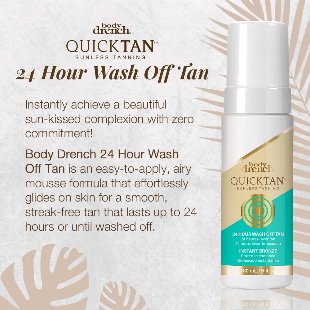 Lavender Body Drench Quick Tan Instant Wash-Off Self Tanner – 24-Hour Sunless Self Tanning Lotion for Face & Body, Natural-Looking Bronze Glow, Fake Tan 6 fl oz