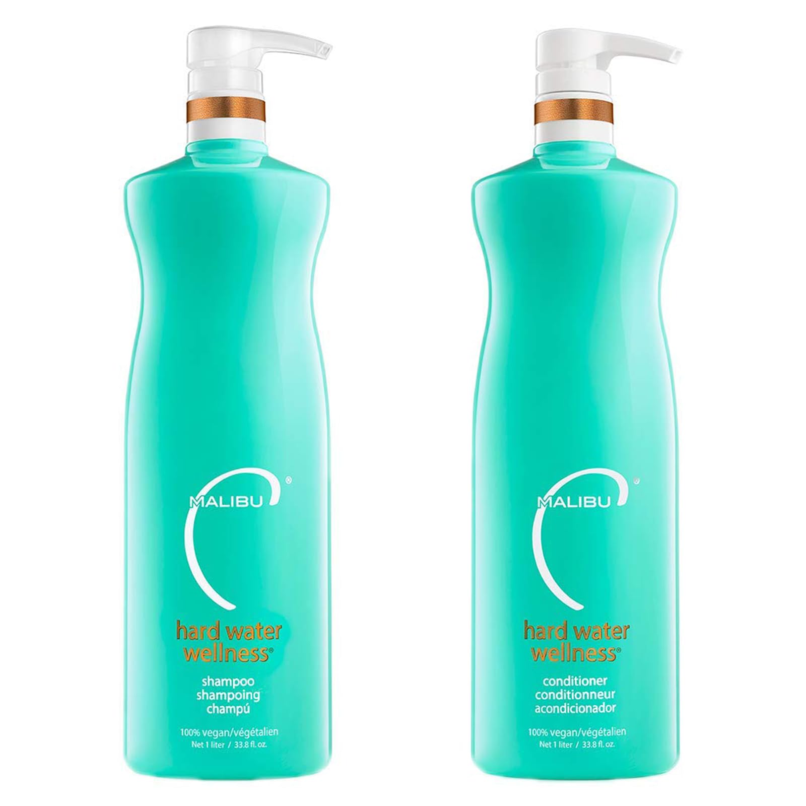 White Smoke Malibu C Hard Water Wellness Shampoo and Conditioner Duo - Hydrating Hair Care for Shine & Manageability - Protects from Waterborne Elements That Cause Dry, Damaged Hair (33.8oz)