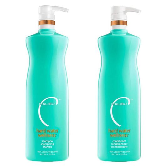White Smoke Malibu C Hard Water Wellness Shampoo and Conditioner Duo - Hydrating Hair Care for Shine & Manageability - Protects from Waterborne Elements That Cause Dry, Damaged Hair (33.8oz)