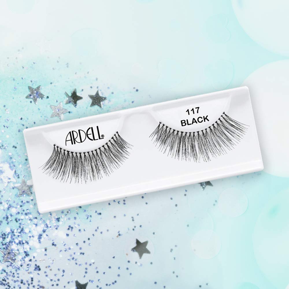 Lavender Ardell False Eyelashes 117 - Black, Natural Look & Flared Wispy Strip Lashes for Everyday Glam, 4 Pack