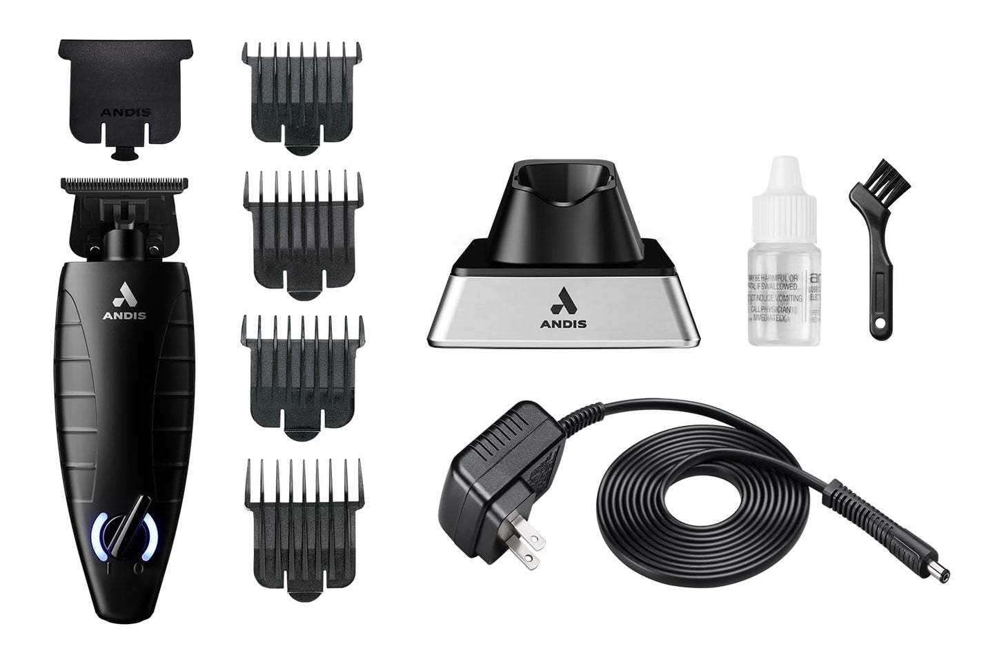 White Smoke Andis GTX-EXO Black Label Special Edition, Professional Lithium-ion Electric Beard & Hair Trimmer, M-Force Technology, Cordless, Included Charging Stand, Black