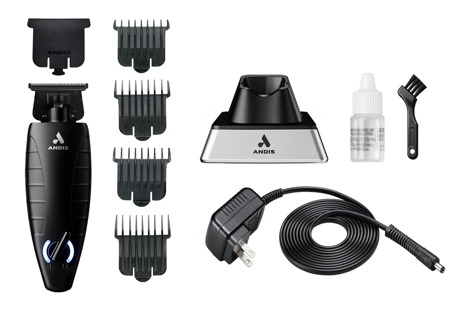 White Smoke Andis GTX-EXO Black Label Special Edition, Professional Lithium-ion Electric Beard & Hair Trimmer, M-Force Technology, Cordless, Included Charging Stand, Black