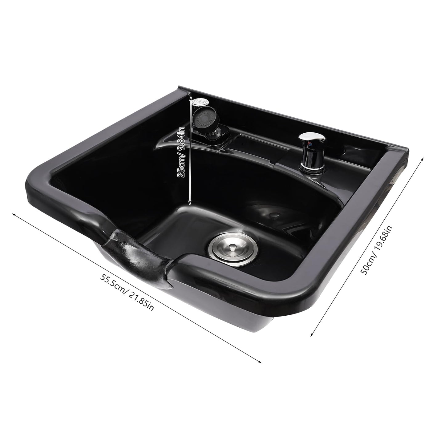 White Smoke Professional Salon Shampoo Bowl, Wall Mounted Shampoo Sink, Salon and Barber Equipment Black Deep ABS Backwash Sink for Hair Stylists with All Installation Hardware