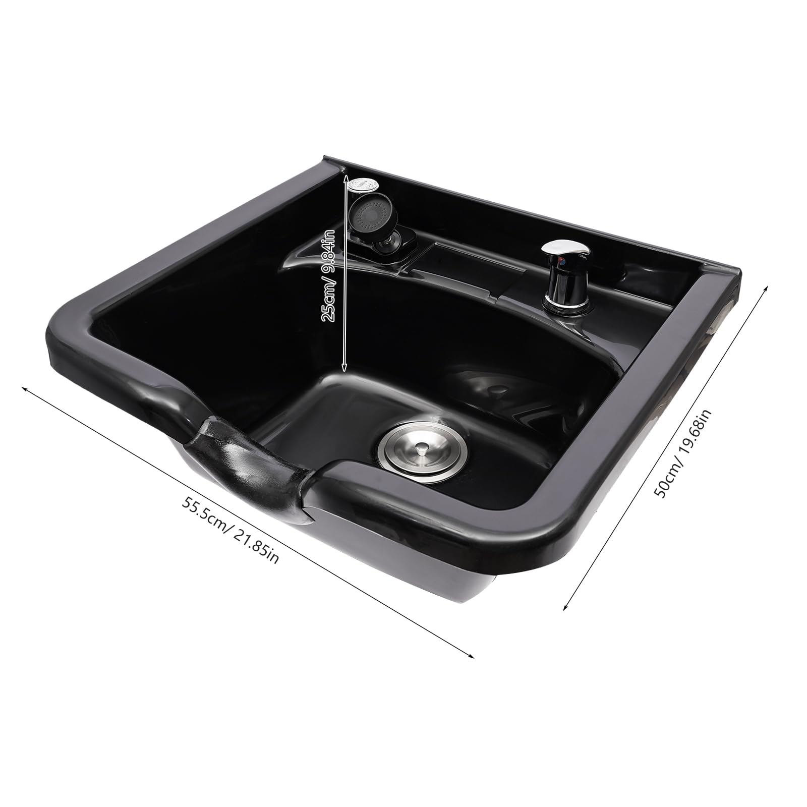 White Smoke Professional Shampoo Bowl, ABS Salon and Spa Hair Sink with Retractable Spray Head, Shampoo Salon Sink for Beauty Salon, Barber Store, Home