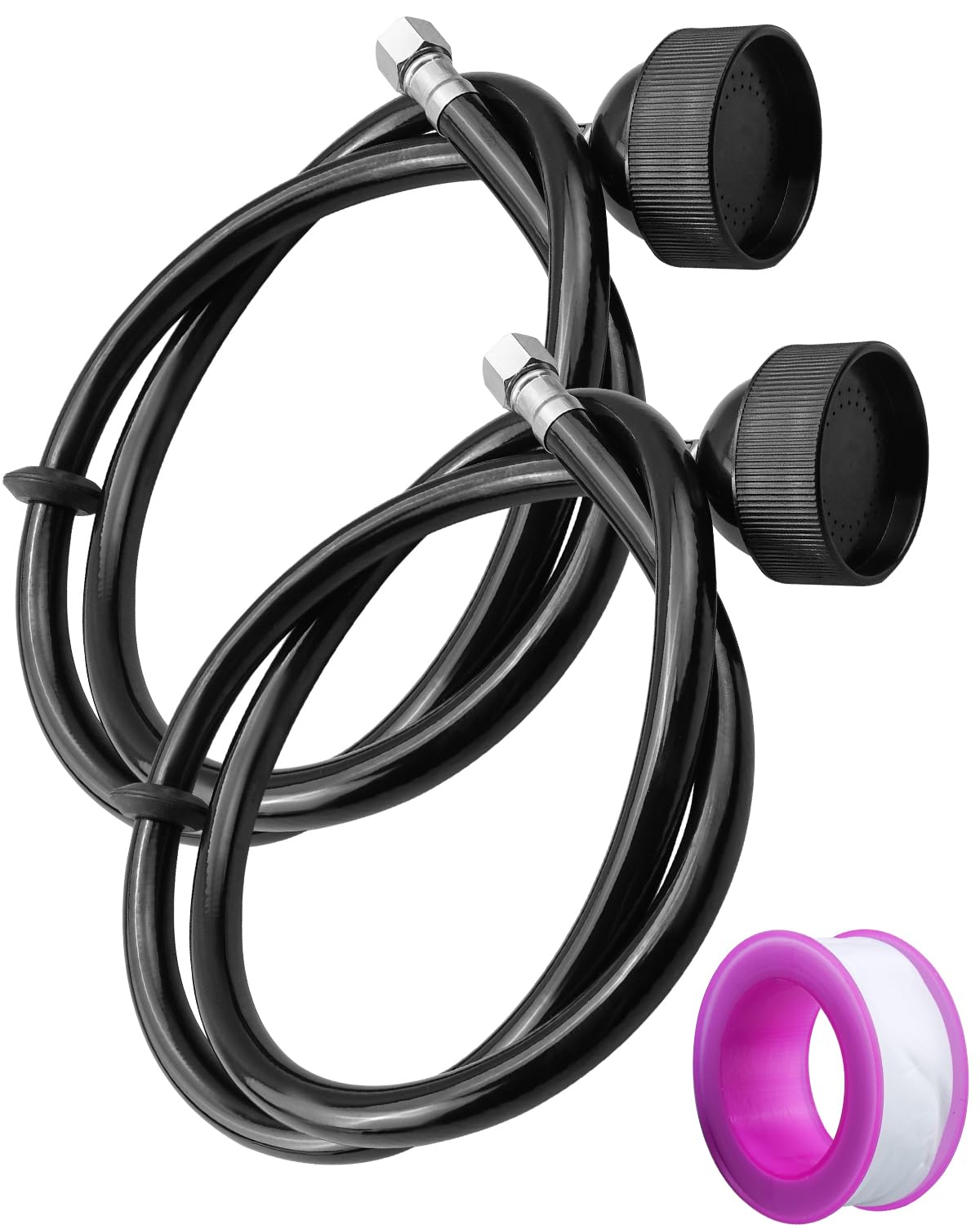 White Smoke 2 Pack Salon Shampoo Bowl Sprayer Head 1/4 Thread with Black Rubber Hose to Attach Shampoo Bowl Faucet Vacuum Breaker, Sink Replacement Part for Salon, Barber Shop, Spa