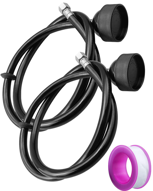 White Smoke 2 Pack Salon Shampoo Bowl Sprayer Head 1/4 Thread with Black Rubber Hose to Attach Shampoo Bowl Faucet Vacuum Breaker, Sink Replacement Part for Salon, Barber Shop, Spa