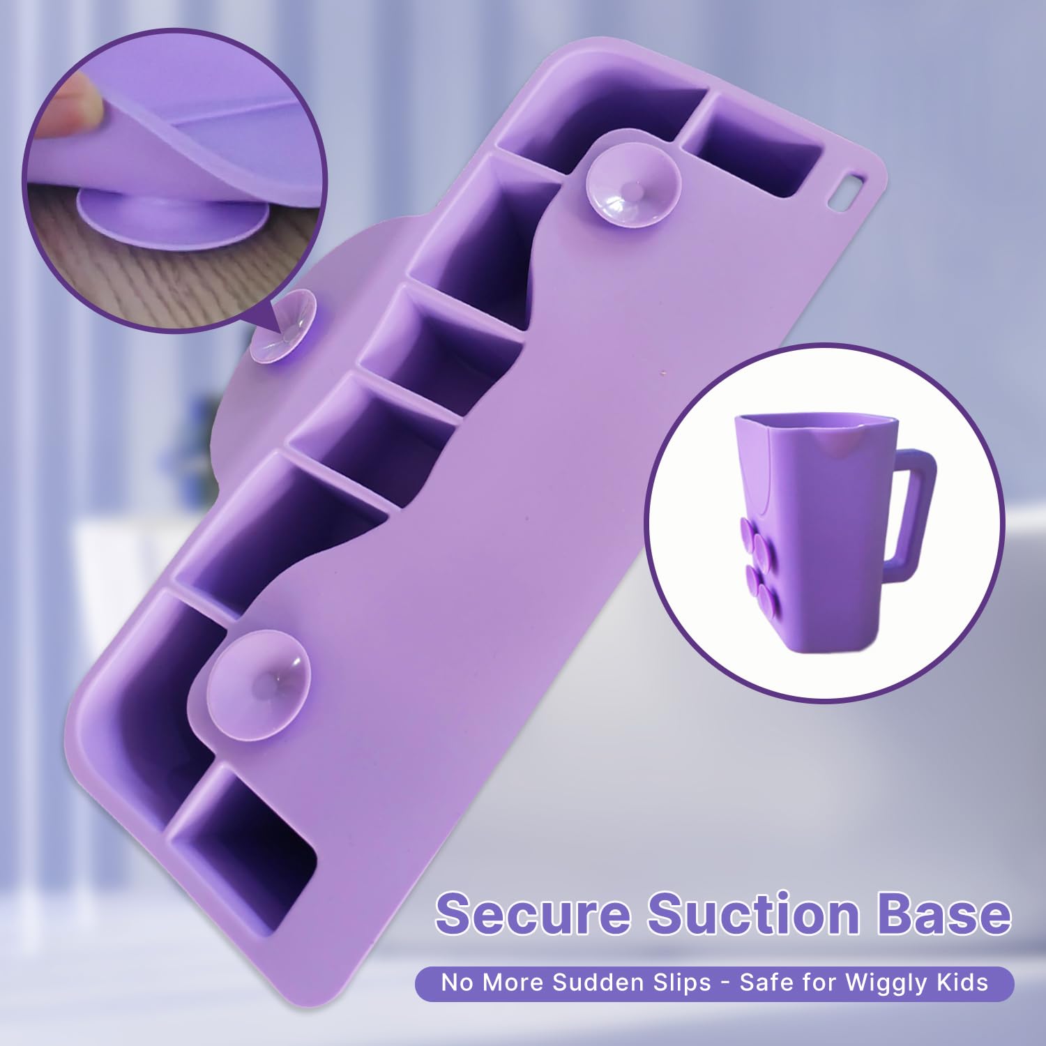 Dark Gray Silicone Portable Hair Washing Station for Kids,Toddlers and Elderly,Shampoo Basin/Bathtub Shampoo Basins, Attached Shampoo Brush and Bath Rinse Cup,Neck Support Shampoo Bowl for Sink at Home (Purple)