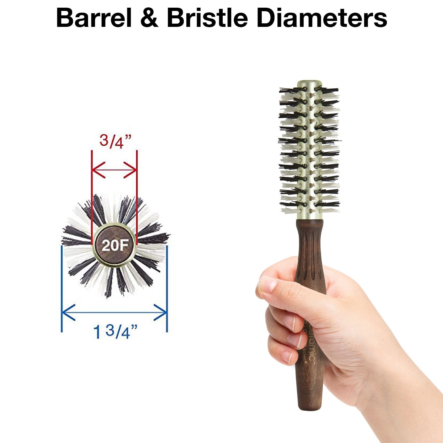 White Smoke Olivia Garden Ecoceramic Firm Bristles Round Thermal Hair Brush (1 3/4")