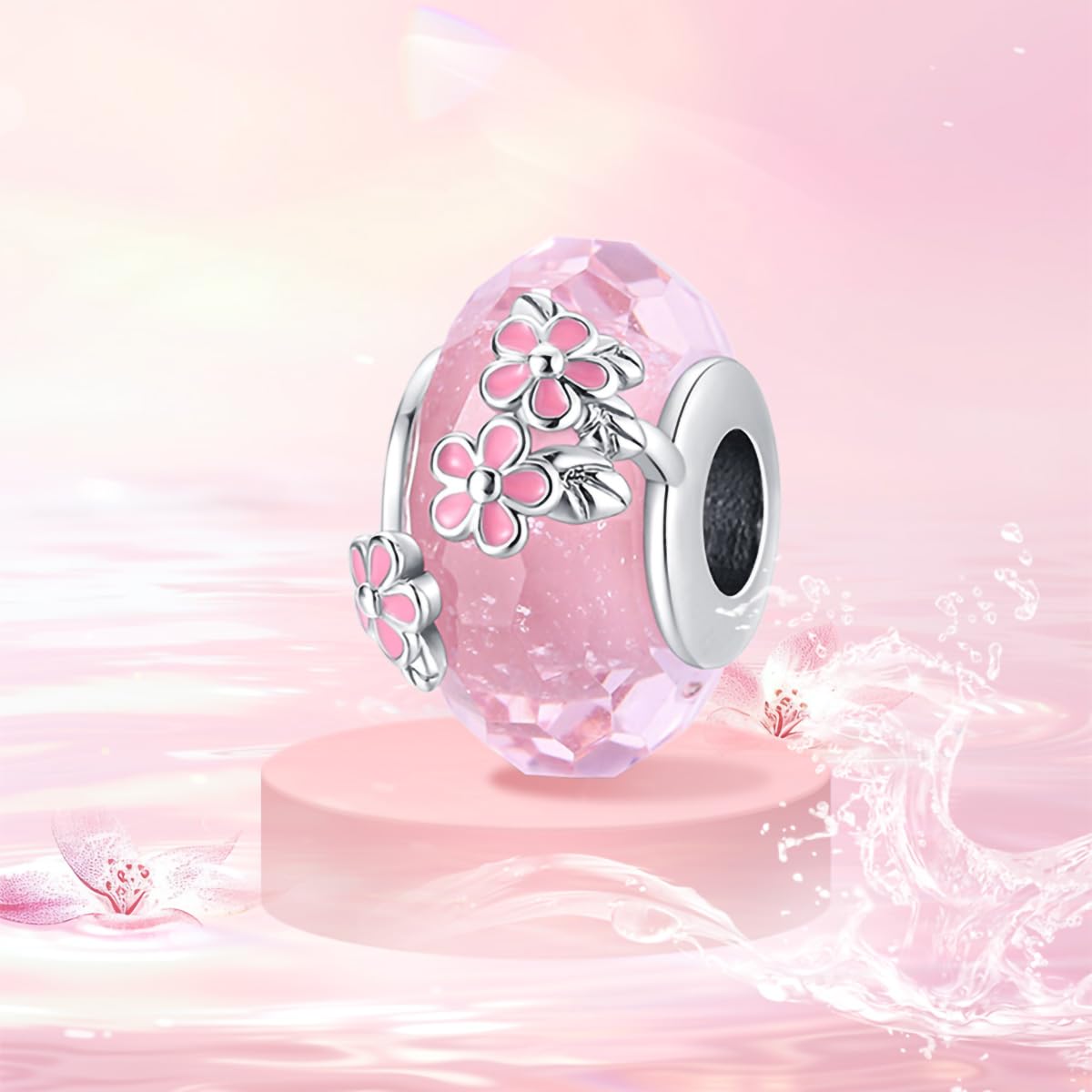 Misty Rose ChenYuTe 925 Sterling Silver Murano Charms, Clear Flower Beads Multi-color Women's Bracelet Necklace Jewelry Gifts