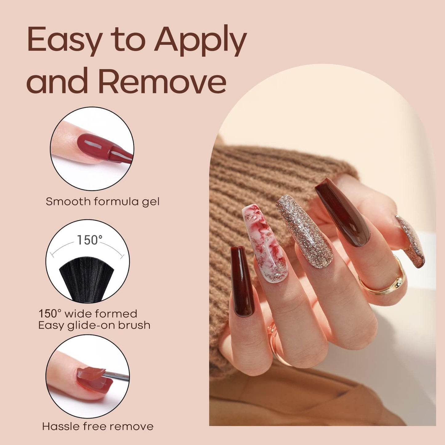 Light Gray modelones Gel Nail Polish Kit -6 Colors Nude Pink Milky White Gel Polish Set Skin Tones Neutral Brown Soak Off Gel Nail Kit Manicure DIY Nail Art Salon Home Gift