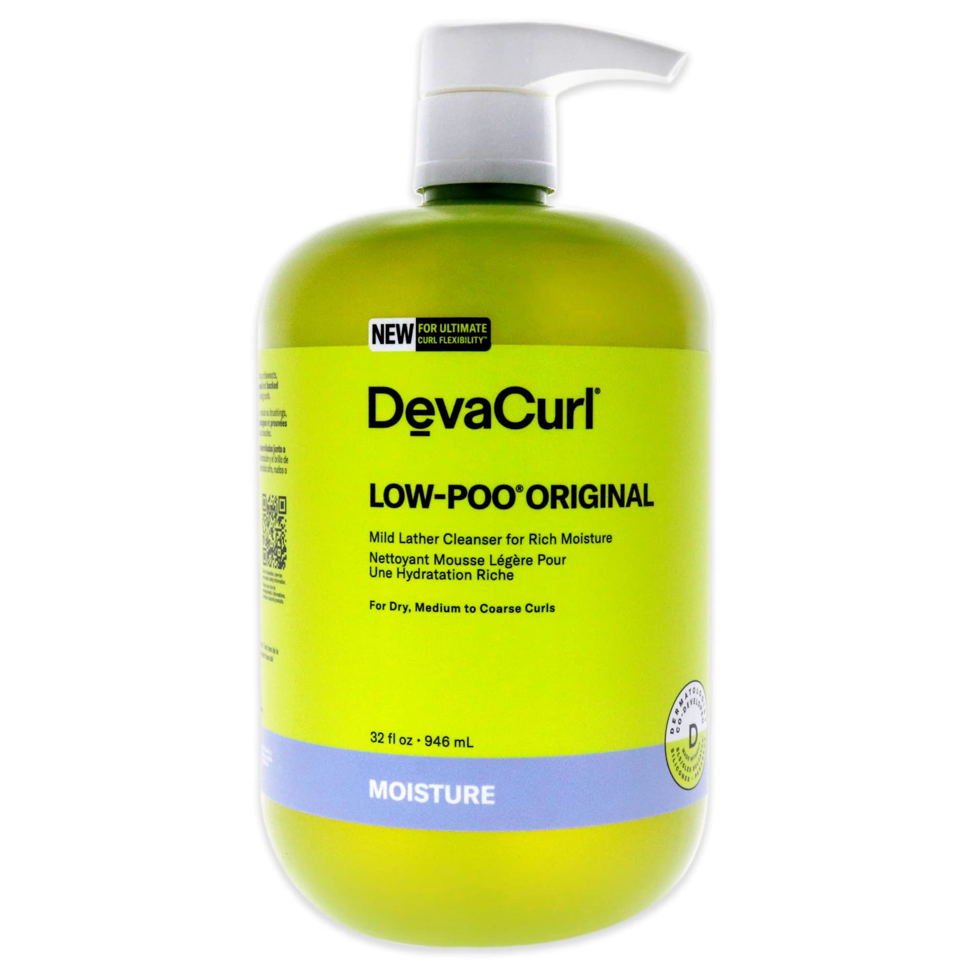 White Smoke DevaCurl Low-Poo Original Mild Lather Cleanser for Rich Moisture, Green Oasis, 32 fl. oz.