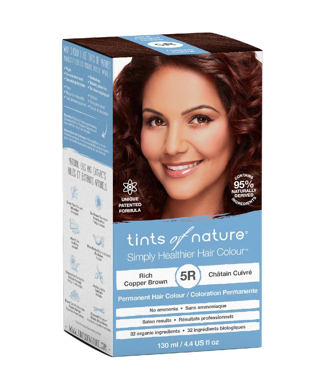 Black Tints of Nature 5R Rich Copper Brown Permanent Hair Dye, Nourishes Hair and Covers Greys, Ammonia-Free, 4.4 fl oz