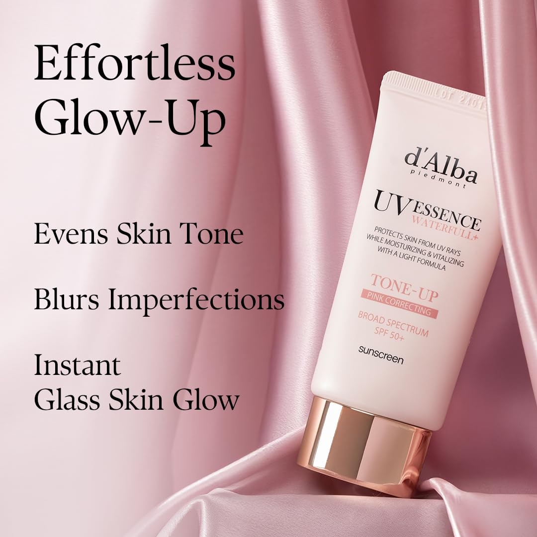 Light Gray d'alba Piedmont Waterfull Tone-Up Sunscreen Serum BROAD SPECTRUM SPF 50 + Korean Sunscreen for Face, All Skin Tones (1.69 fl.oz.)