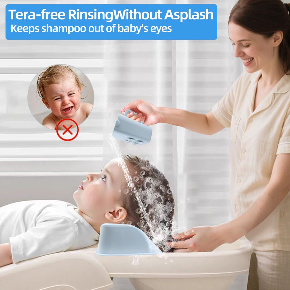 Light Gray Portable Hair Washing Station with Shampoo Cup and Shampoo Brush,Silicone Hair Washing Basin for Sink & Bathtub,Shampoo Bowl for Kids,adults, and the elderly