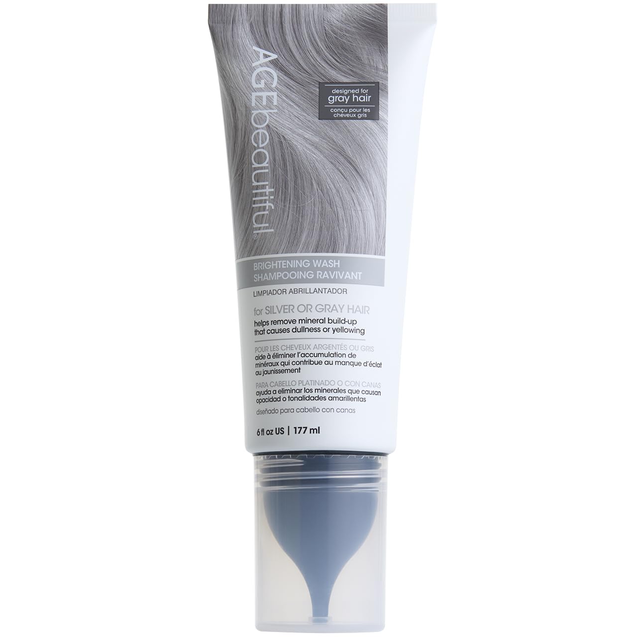 White Smoke AGE beautiful Brightening Wash Shampoo for Silver or Gray Hair, With CoQ10 + Charcoal, Remove Mineral Build-up & Pollution for Bright, Shiny Hair