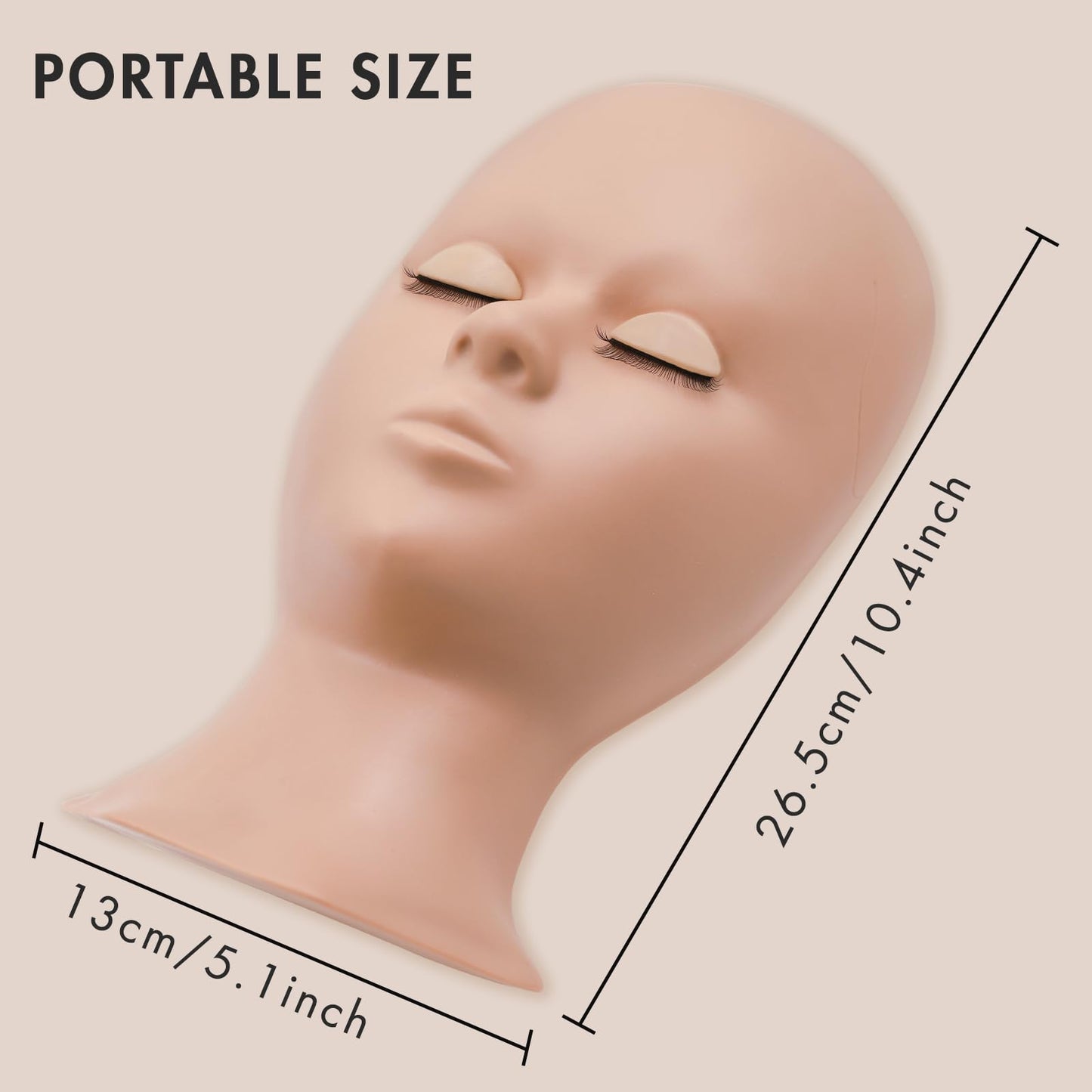 Light Gray Embagol Lash Mannequin Head for Eyelash Extensions with 2 Layers Replaced Eyelids Double Layer Replacement Eyelids for Lash Practicing and Training Lash Supplies (1 Head +3 Pairs Eyelids)