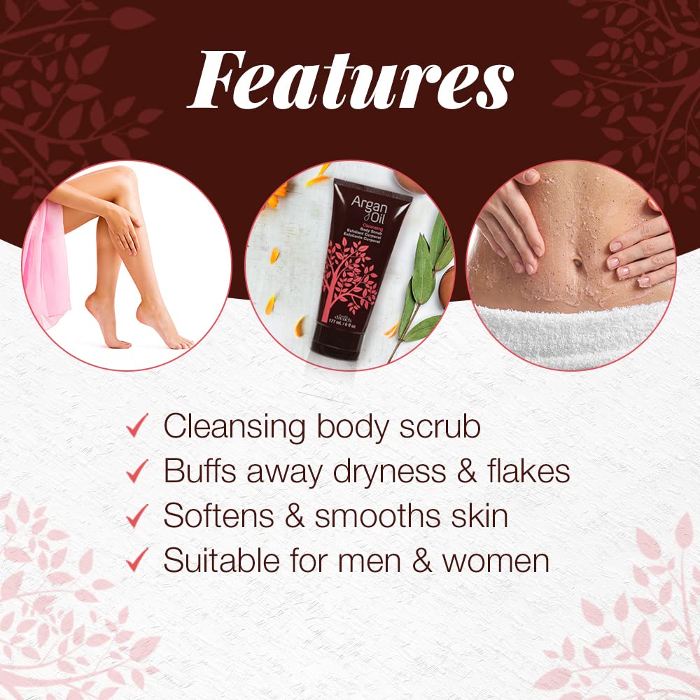White Smoke Body Drench Argan Oil Body Scrub for Women – Body Exfoliator Scrub & Deep Cleansing Skin Polish for Smooth Skin, Removes Dead Skin Cells, 6 fl oz