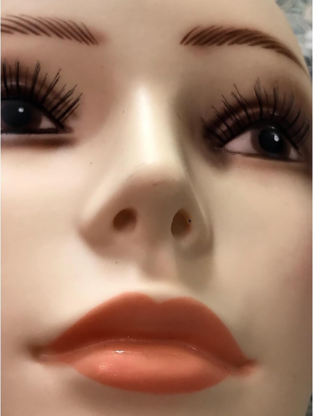 Tan 17-inch Female Mannequin Head Form with Eyelashes and Lips Display Stand for Wigs, Hats, Jewelry