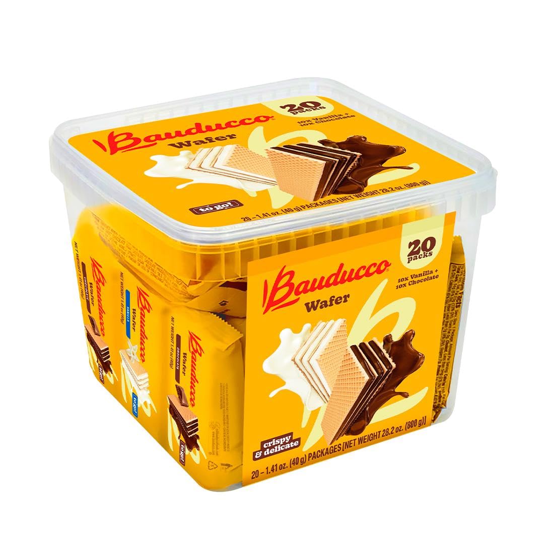 White Smoke Bauducco Chocolate & Vanilla Wafer Cookies - Convenient Single Serve Wafer Cookies With 3 Layers of Cream - Delicious Sweet Snack on the go or Dessert 28.2oz (Pack of 20)