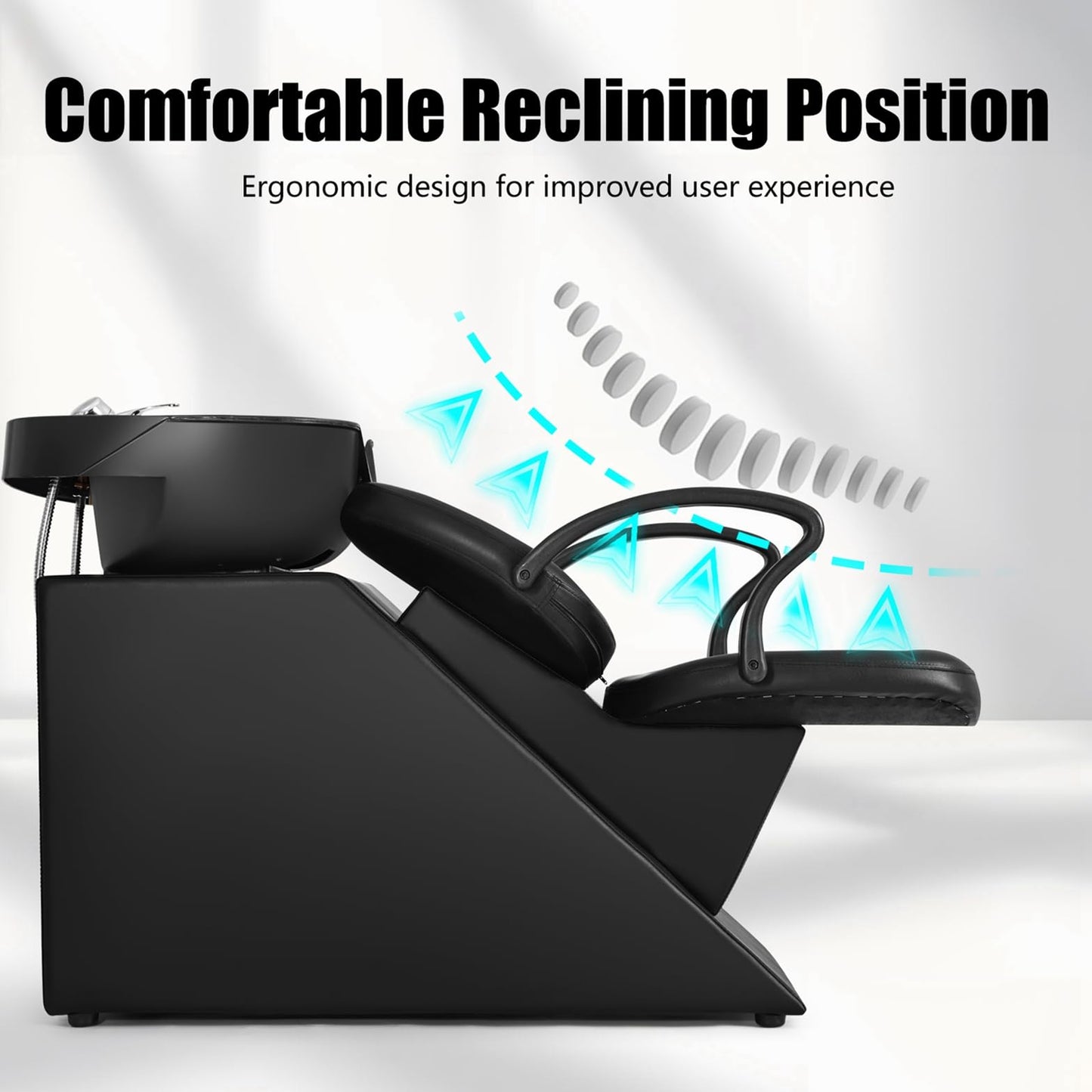 White Smoke FigaroAct Backwash Barber Chair with ABS Plastic Shampoo Bowl Shampoo Chair Hair Washing Station Salon Equipment