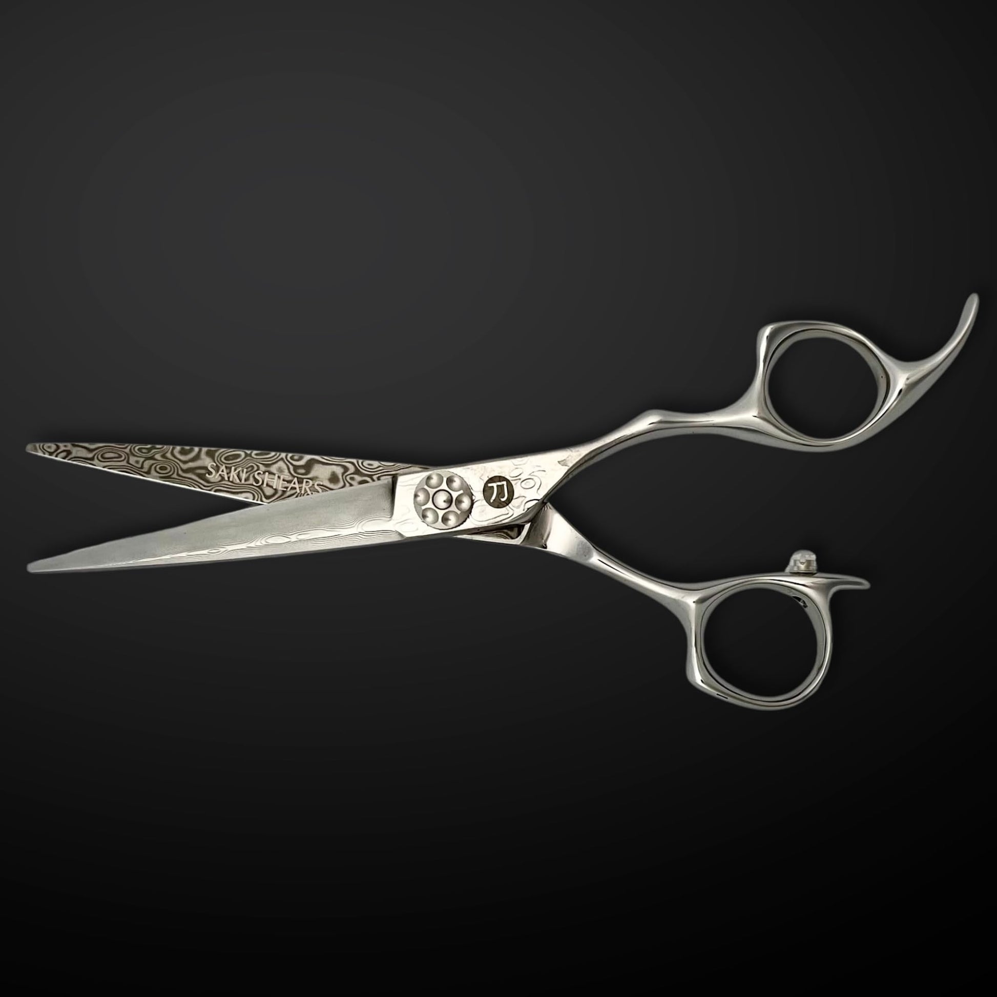 Black 6 Inch Hair Cutting Shears Made From Damascus Steel - Saki Kanzen - For Professional Haircutting - Wet or Dry Hair