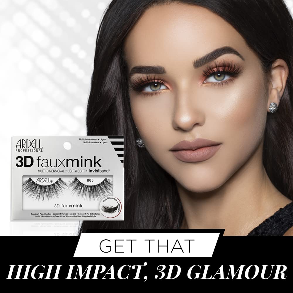 White Smoke Ardell 3D Faux Mink Lashes 865 - Lightweight, Reusable, Wispy False Eyelashes for a Dramatic Natural Look, 1 Pair