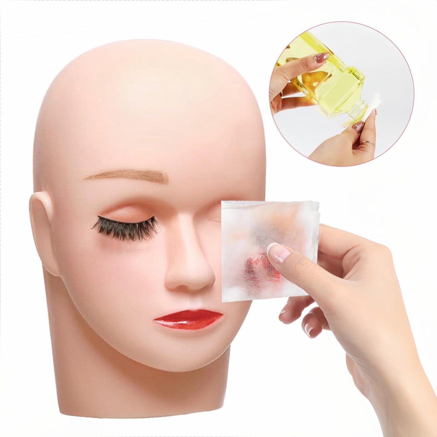 White Smoke Lwuey Lash Mannequin Head, Pro Training Mannequins Flat Head Soft Touch Silicone Practice Make Up Eyelash Extensions Massage Model Manikin Cosmetology Doll Face Head 2 Pack Skin Colour