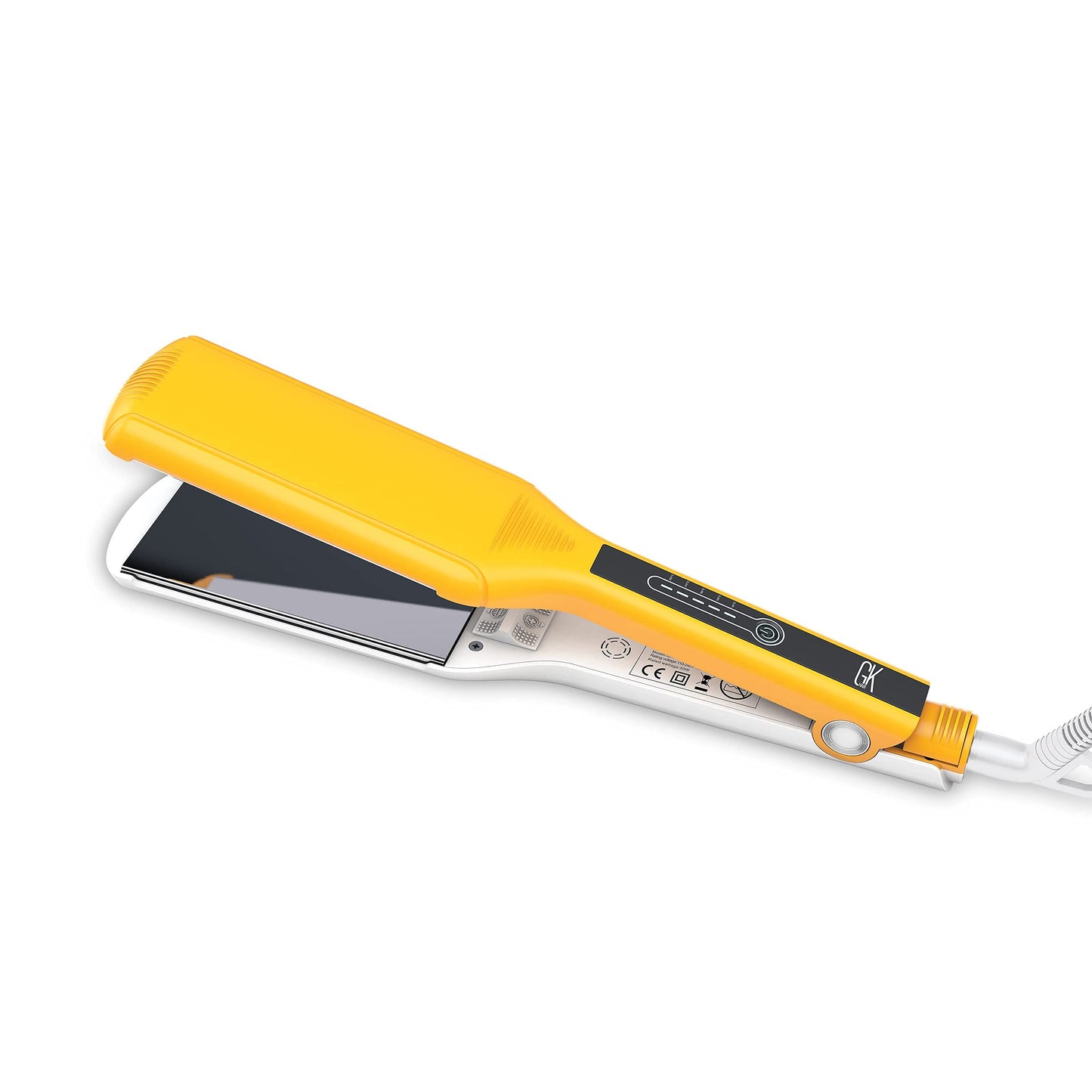 White Smoke GK HAIR Global Keratin One Control Titanium Styling Flat Iron, 1.5 inches Wide Plates, Auto Shutoff, Professional Straightener, All Hair Types, 150C-232C