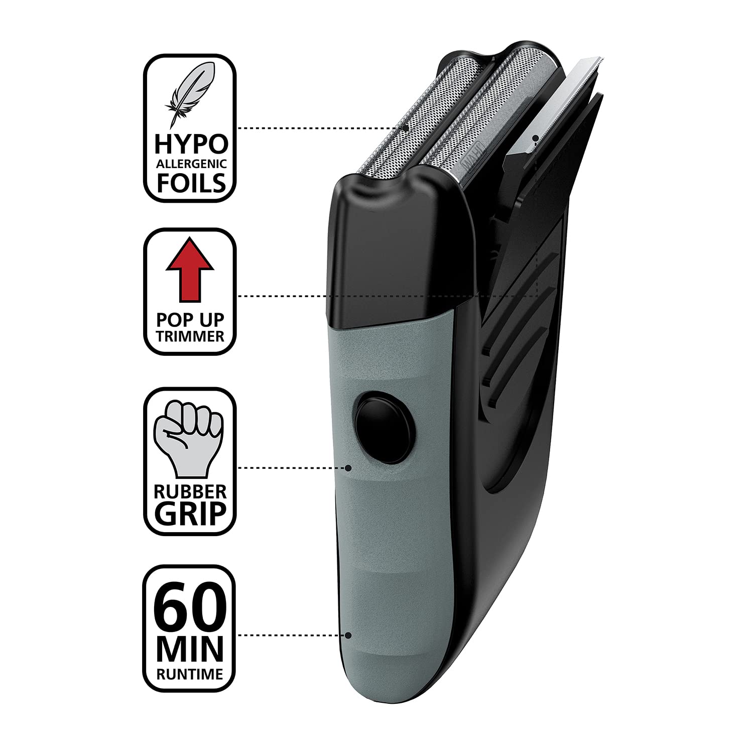 White Smoke Wahl Bump-Free Rechargeable Foil Shaver with Hypoallergenic Titanium Cutters for Close, Smooth Shaving - Model 7339-300