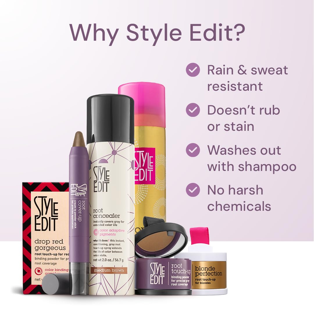 White Smoke Style Edit Root Touch Up Spray | Temporary Hair Color for Gray Roots and Thinning Hair | Salon-Quality, Transfer-Resistant Hair Concealer | Medium Brown, 2 oz