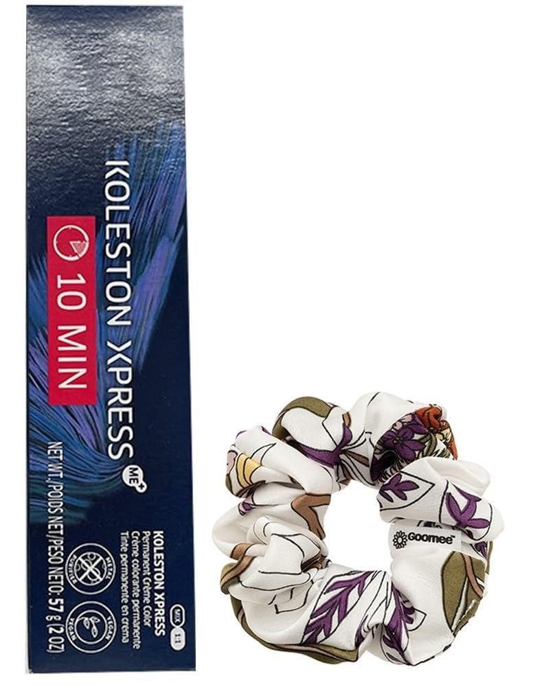 White Smoke Koleston Xpress 7/1-7/A Medium Blonde Ash Permanent Hair Color | 10-Minute Gray Coverage and Goomee Scrunchie (Bundle)