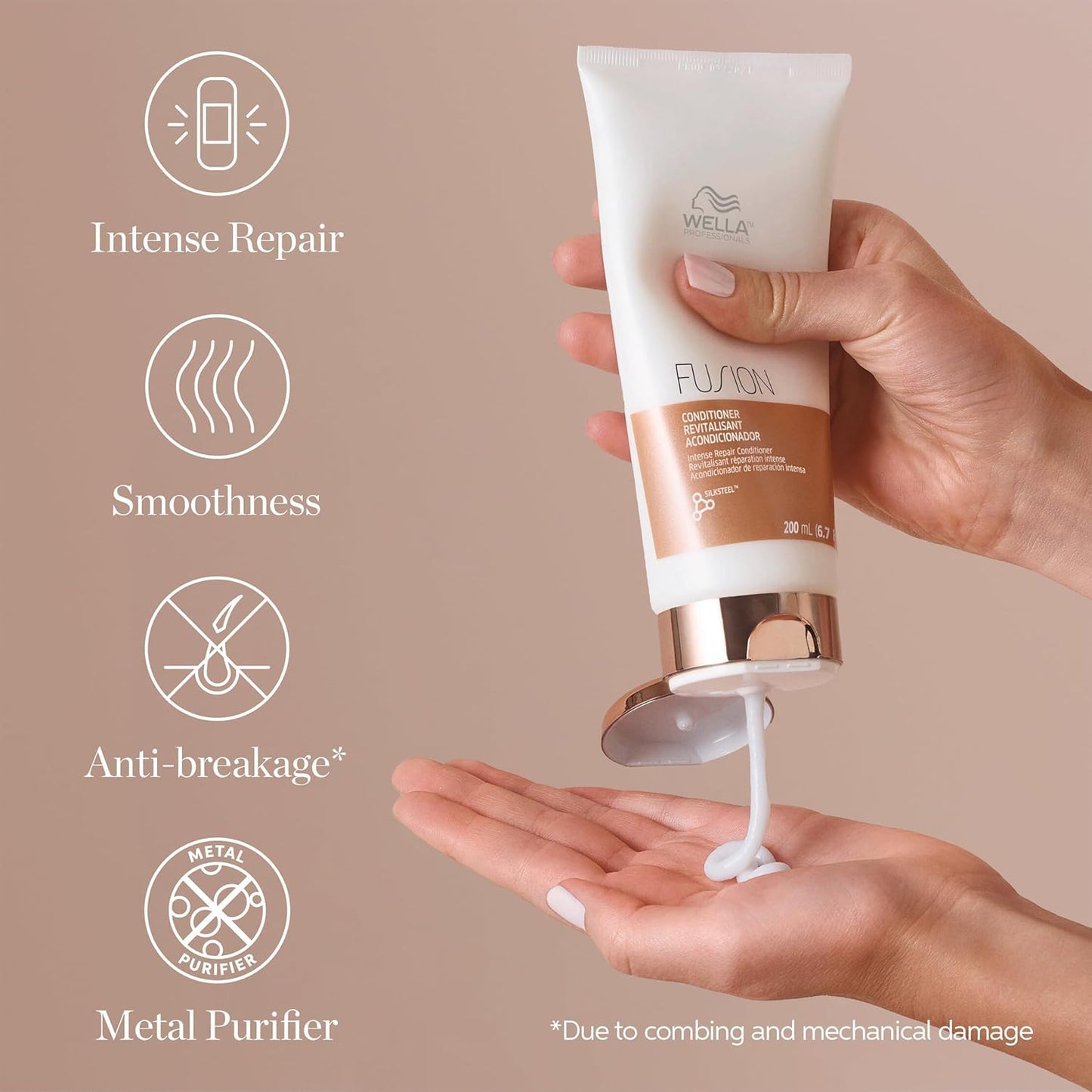 Rosy Brown Wella Professionals Fusion Intense Repair Shampoo & Conditioner Set, Hair Repair & Anti Hair Breakage
