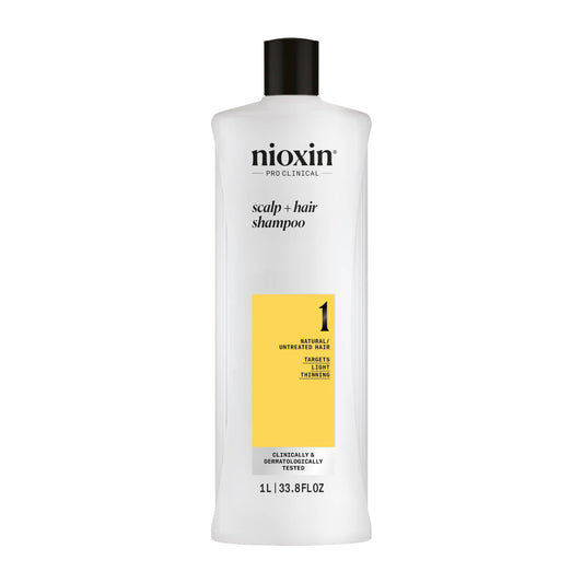 Lavender Nioxin Scalp + Hair Thickening System 1 Shampoo| For Natural or Untreated Hair with Light Thinning| With Niacinamide and Biotin| 33.8 Fl oz.