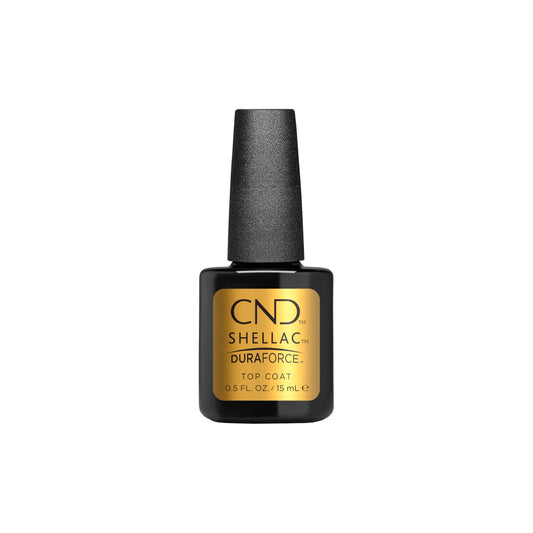 White Smoke CND Shellac DURAFORCE Gel Nail Polish Top Coat, Last Step Mirror Shine Adhesive Longwear Layer for Thin Damaged Nails, 0.50 fl oz