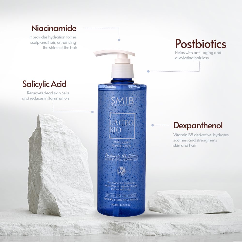White Smoke SMIB Lactobio Repair Shampoo – SLS/SLES Free Postbiotic Scalp Treatment for Damaged Hair, Dry Itchy Scalp, Hair Loss & Flakes – Deep Cleansing Korean Hair Care (13.52 fl oz)