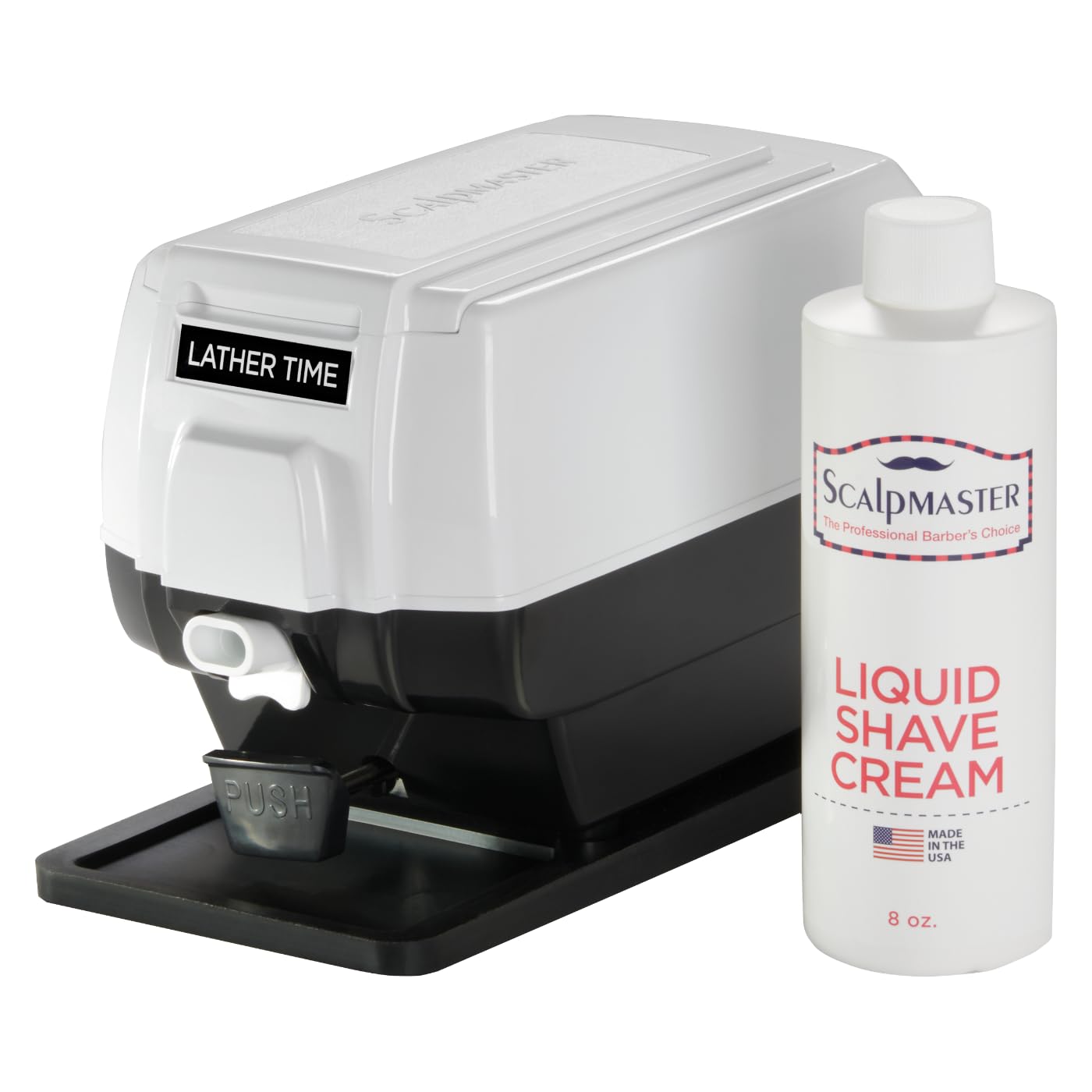 Light Gray Scalpmaster Professional Hot Lather Machine with Extra Large Soap Cup, Push Button Dispensing, Quick Heating DC Motor, Non-Slip Safety Pad & 8 oz Shave Cream