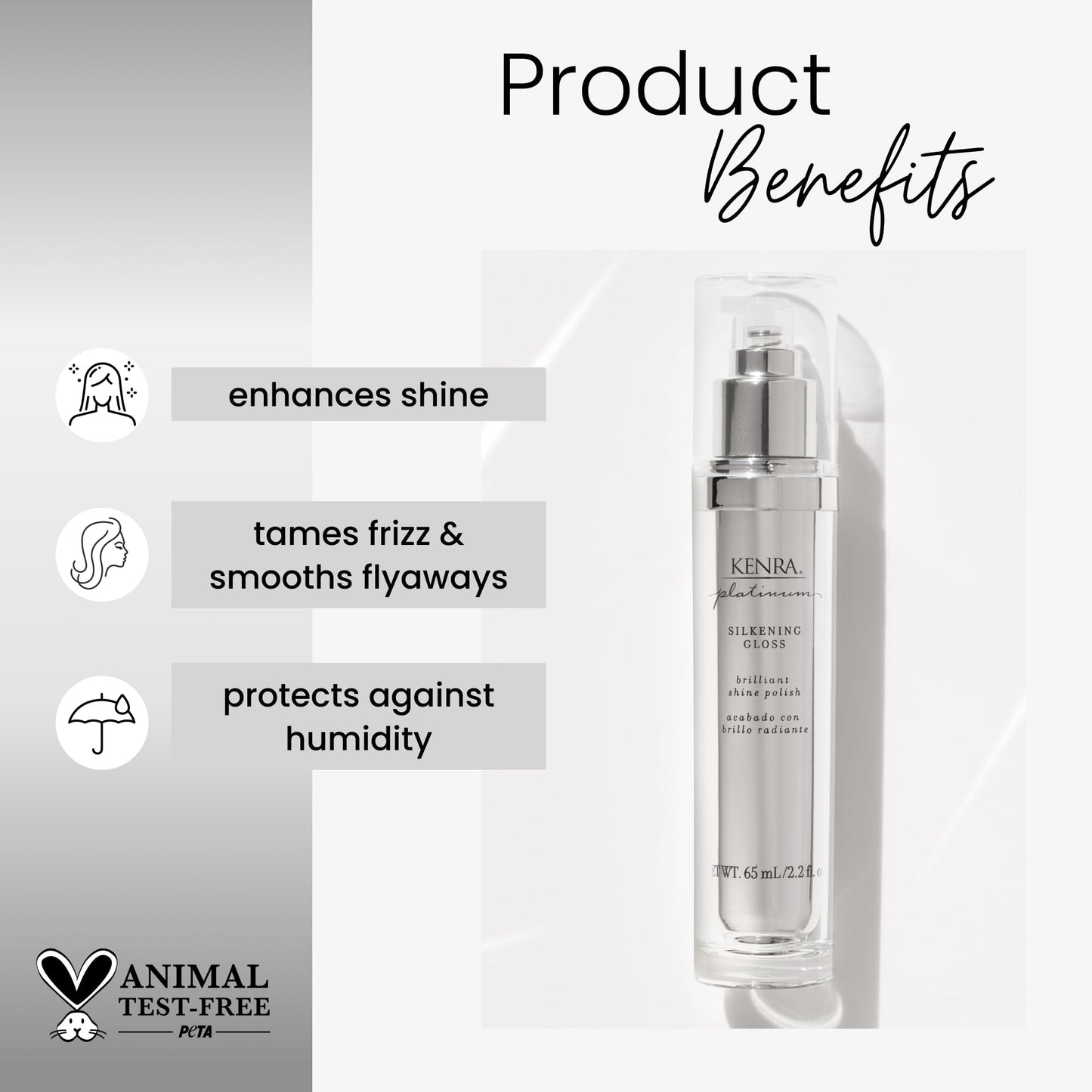 White Smoke Kenra Platinum Silkening Gloss |Brilliant Shine Polish |Tames Frizz & Smooths Flyaways |Lightweight Formula |Protects Against Humidity |Smooths Dry Ends |Medium To Coarse Hair | 2 fl. oz. (2-Pack)