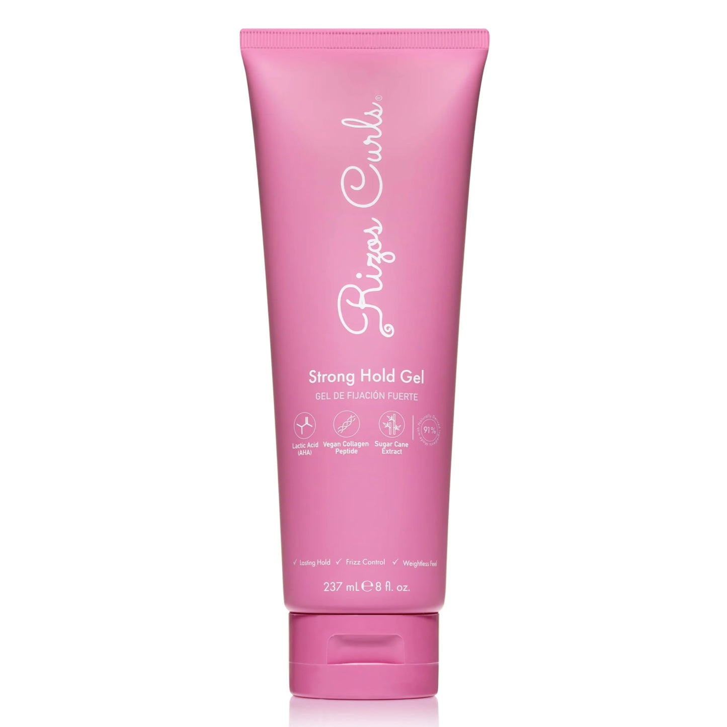 White Smoke Rizos Curls Strong Hold Gel - Long-Lasting, Flake-Free Gel for Curly, Coily, and Wavy Hair, Frizz Control, Curl Definition & Shine, Vegan Collagen Peptides & Sugar Cane Extract, 8oz