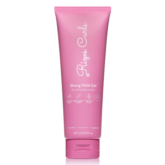 White Smoke Rizos Curls Strong Hold Gel - Long-Lasting, Flake-Free Gel for Curly, Coily, and Wavy Hair, Frizz Control, Curl Definition & Shine, Vegan Collagen Peptides & Sugar Cane Extract, 8oz