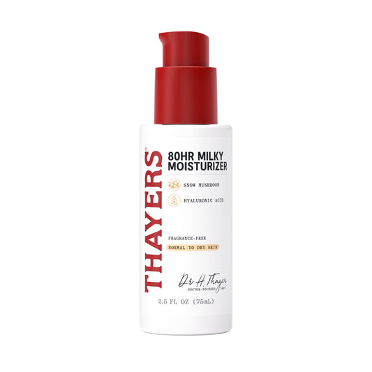 White Smoke THAYERS 80HR Face Moisturizer, Face Cream with Hyaluronic Acid and Snow Mushroom, Milky Moisturizer, Lightweight Hydration for Normal to Dry Skin, Fragrance Free Skin Care, 2.5 Oz