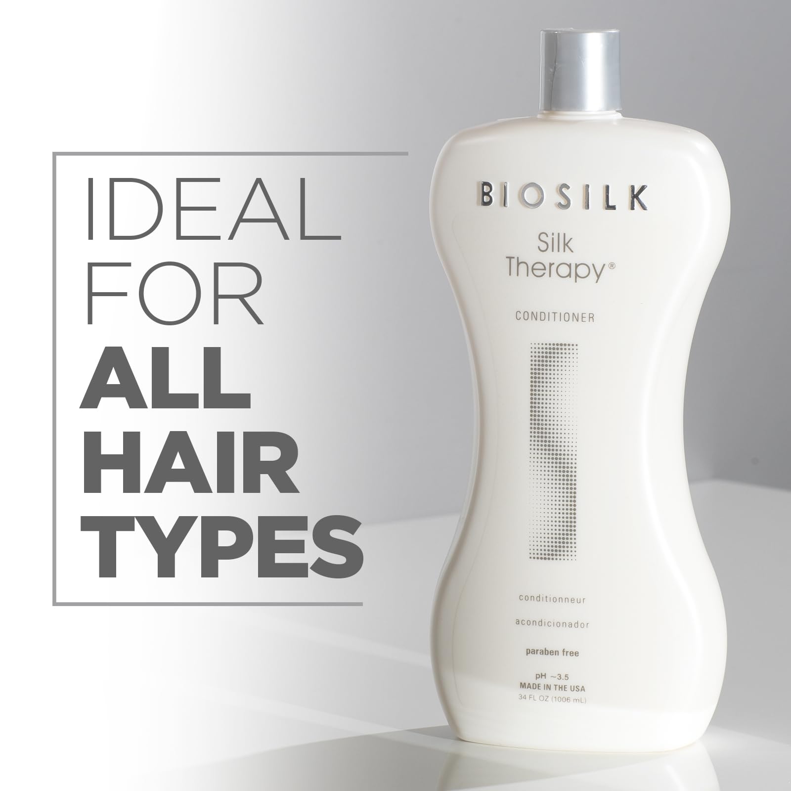 White Smoke BioSilk Silk Therapy Conditioner, Moisturizes & Conditions Hair for Incredible Shine, Detangles & Provides Heat Protection, Sulfate-Free, Paraben-Free, Cruelty-Free, 34 Oz