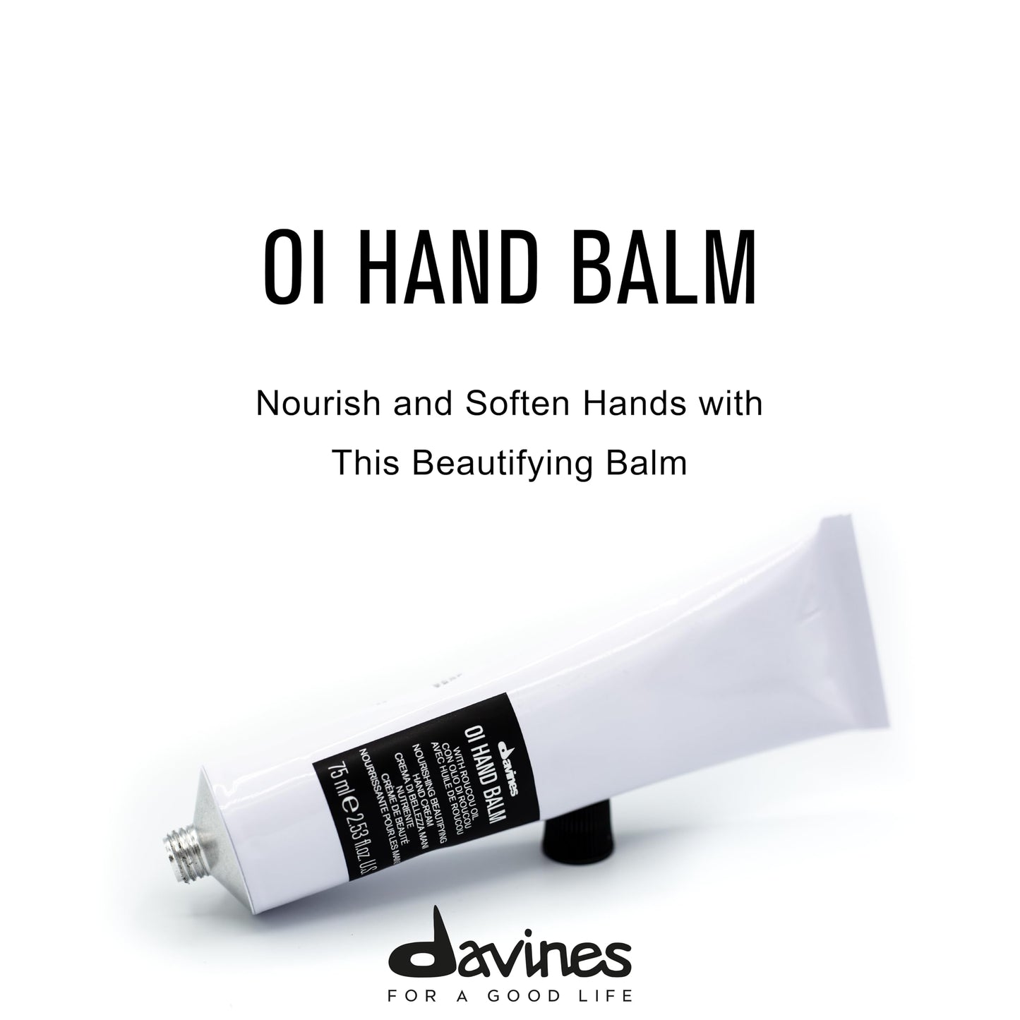 White Smoke Davines OI Hand Balm, Nourishing Anti-Aging Hand Cream for All Skin Types - Protects Hands from Environmental Damage with Antioxidant Roucou Oil - Lightweight & Fast Absorbing Hydration, 2.54 Fl Oz