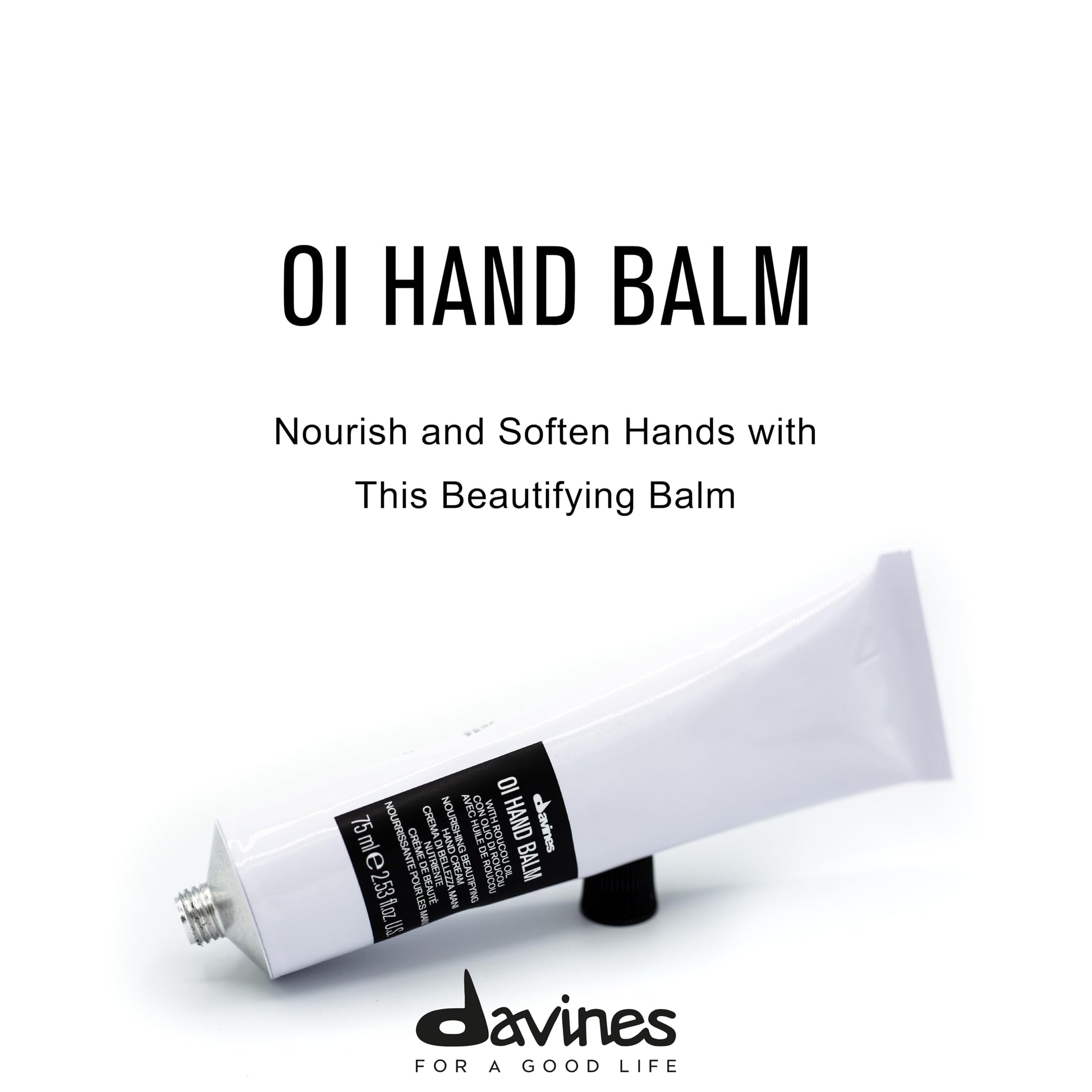 White Smoke Davines OI Hand Balm, Nourishing Anti-Aging Hand Cream for All Skin Types - Protects Hands from Environmental Damage with Antioxidant Roucou Oil - Lightweight & Fast Absorbing Hydration, 2.54 Fl Oz