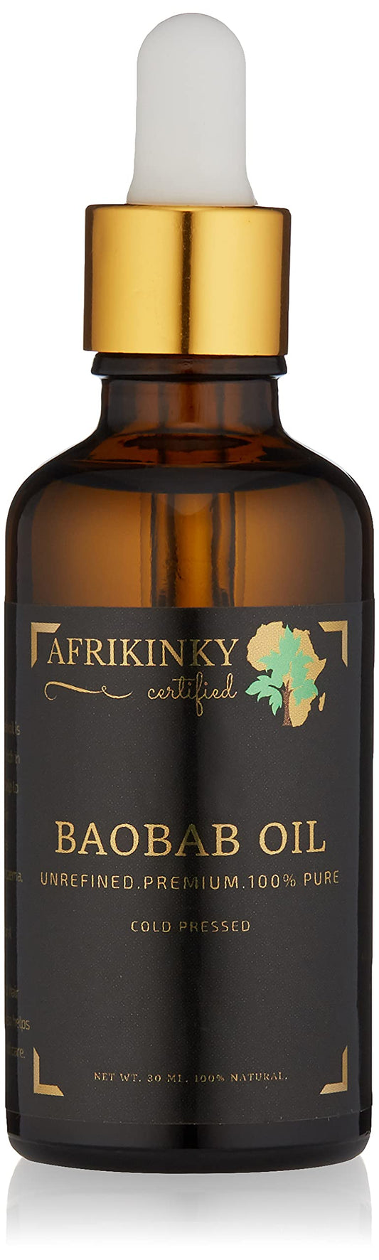 White Smoke AFRIKINKY BAOBAB OIL Unrefined Cold Pressed Premium Fresh (50ml) 100% Pure For Skin Hair Nails Massage | Africa's Best Beauty Oil