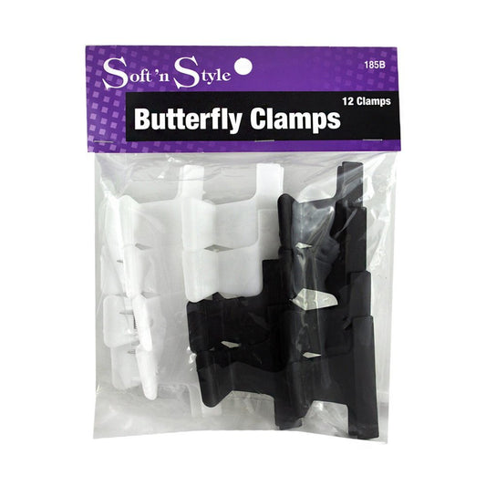Light Gray Butterfly Clamps 1-dozen * Small Size: 2" * Black & White