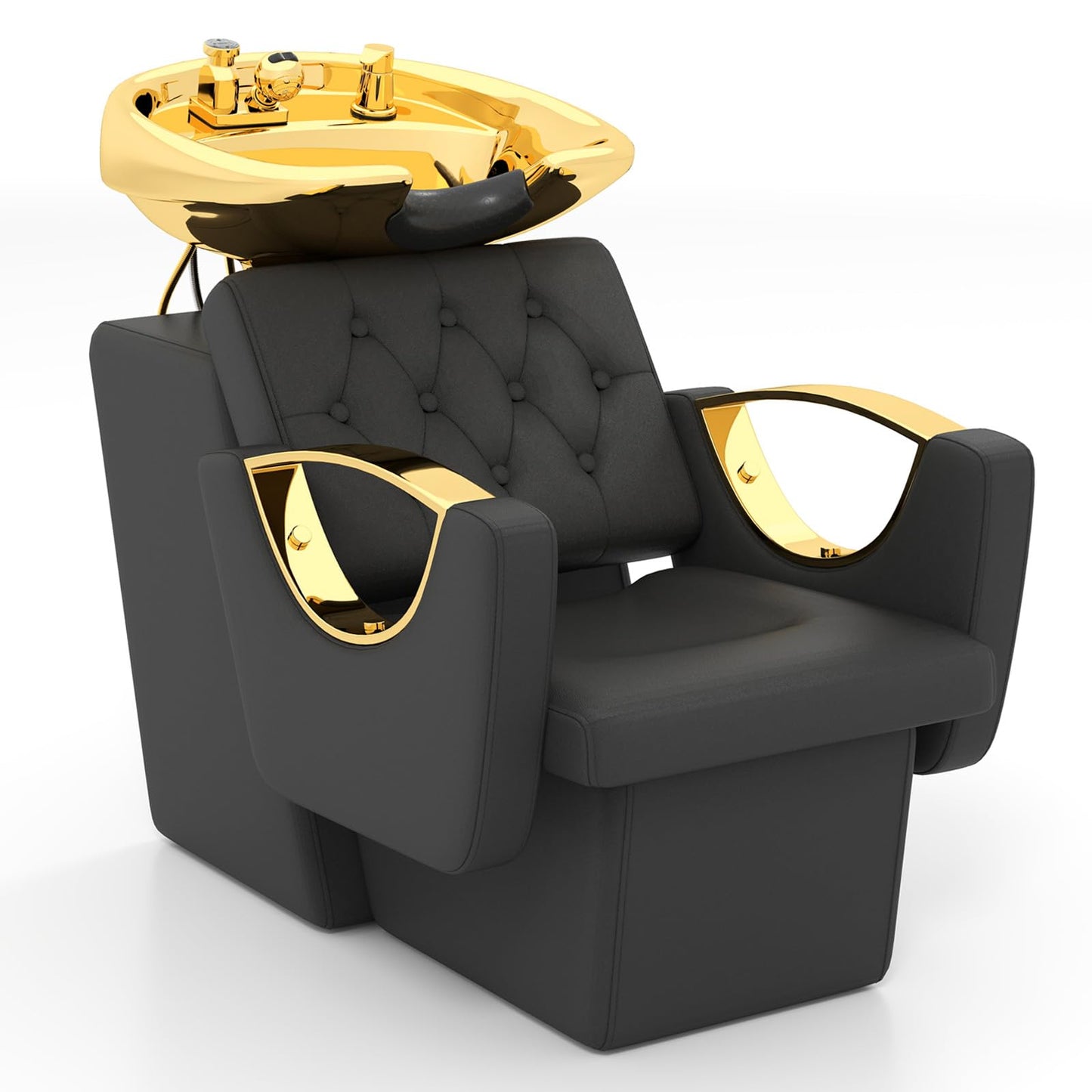 White Smoke Artist hand Shampoo Station, Backwash Chair, Ceramic Hair Wash Bowl, Shampoo Bowl for Spa Beauty Salon (Gold)
