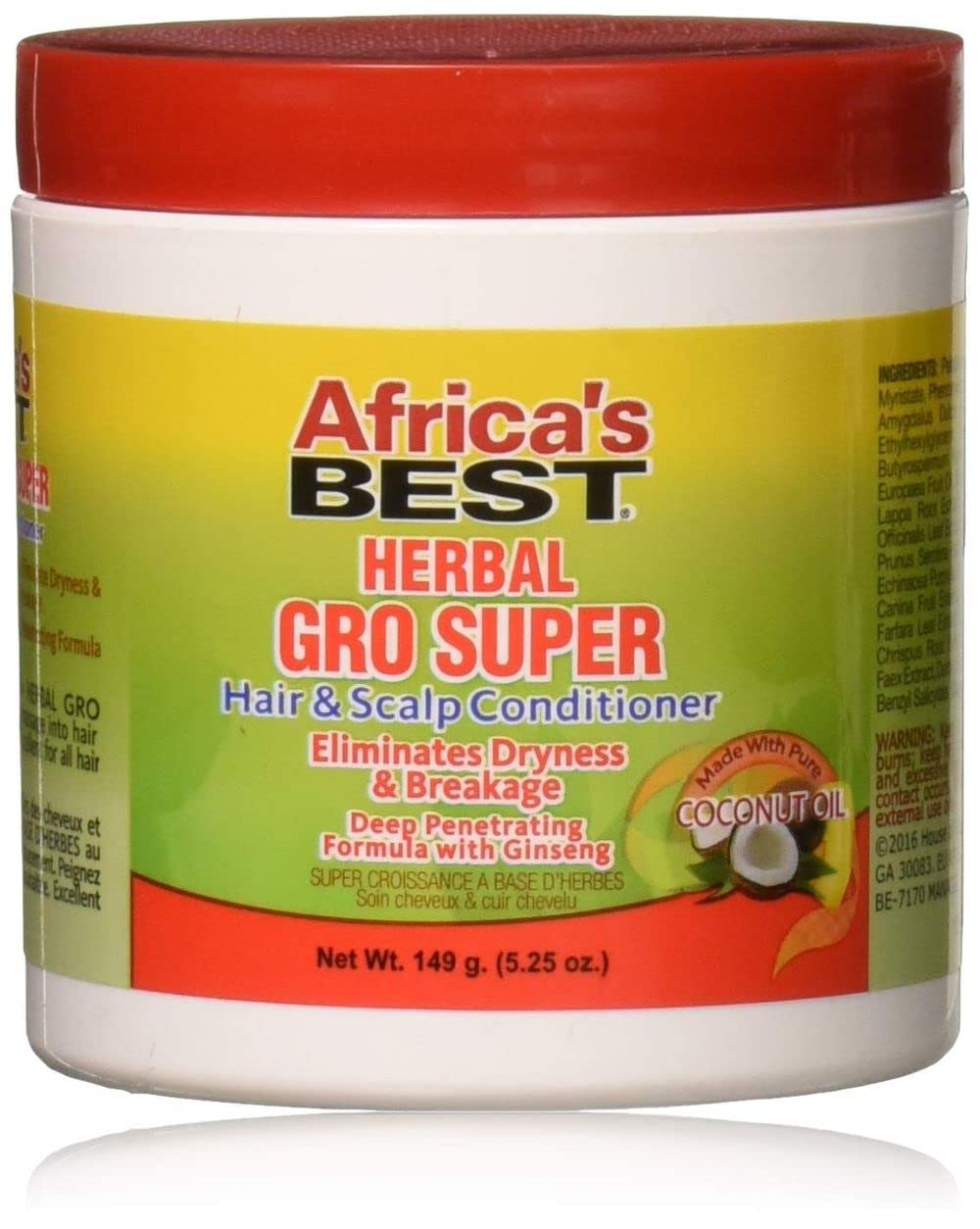 White Smoke Africa's Best Maximum Strength Super Gro Hair & Scalp Conditioner, 5.25 oz,Yellow,38422