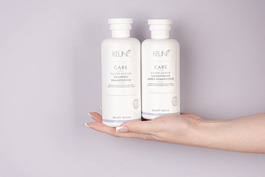 Light Gray KEUNE Care Silver Savior Shampoo, Toning & Brightening Cleanser for Blonde & Grey Hair, 10.1 Fl Oz